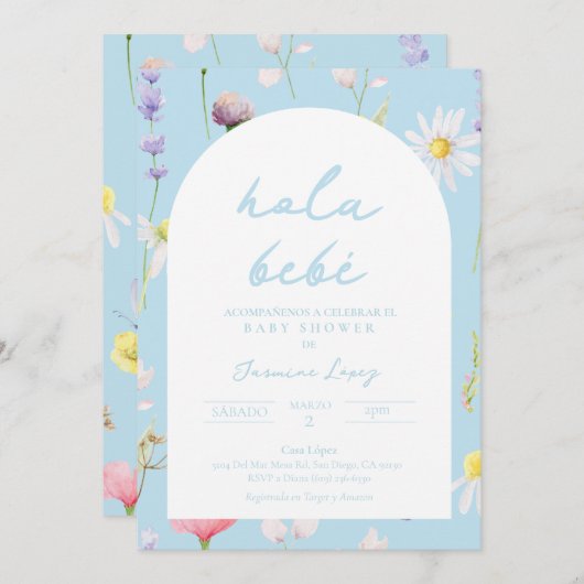 ベビーシャワーインビタシオンアズールスペインの招待状 招待状 (正面/裏面)