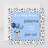ベビーシャワーインブルーダルマティアンプリント 招待状 (正面)