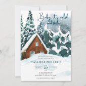 ベビーシャワーウィンタークリスマス外は寒い 招待状 (正面)