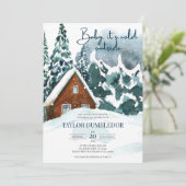 ベビーシャワーウィンタークリスマス外は寒い 招待状 (スタンド正面)