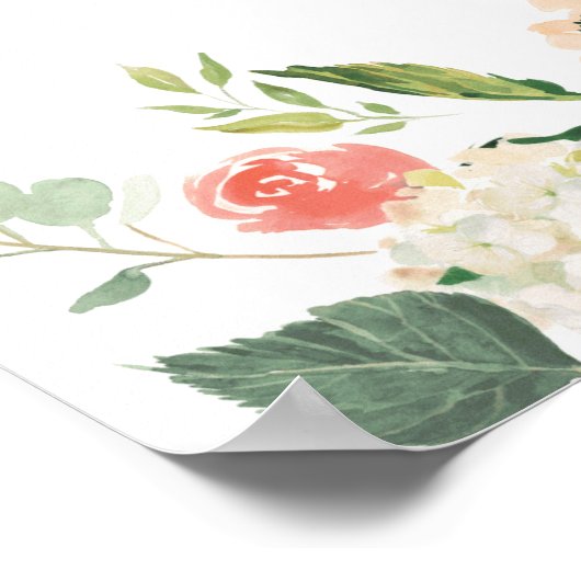 ベビーシャワーウェルカムサインピーチフローラボー素朴ホ ポスター (角)