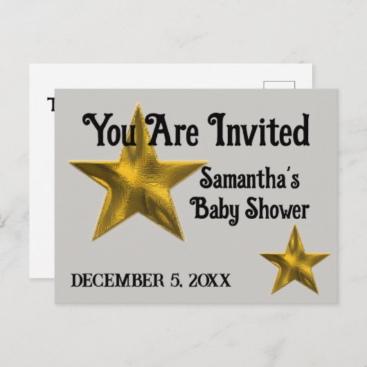 ベビーシャワーウェルカムスーパースタースター招待状 案内ポストカード (正面/裏面)