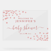 ベビーシャワーウェルカムバラ金ゴールドグリッター紙吹雪 アクリルサイン (正面)