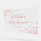 ベビーシャワーウェルカムバラ金ゴールドグリッター紙吹雪 アクリルサイン (傾斜)