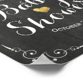 ベビーシャワーウェルカム白黒フローラシャルボード ポスター (角)