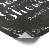 ベビーシャワーウェルカム白黒フローラシャルボード ポスター (角)