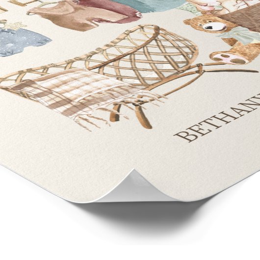 ベビーシャワーウェルカム ボーホー調のベビー寝室テーマ ポスター (角)