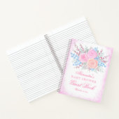 ベビーシャワーウォーターカラーブーケピンクゲストブック ノートブック (内部)