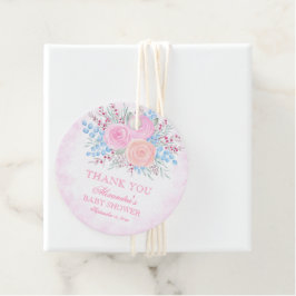 ベビーシャワーウォーターカラーブーケピンクローズ フェイバータグ