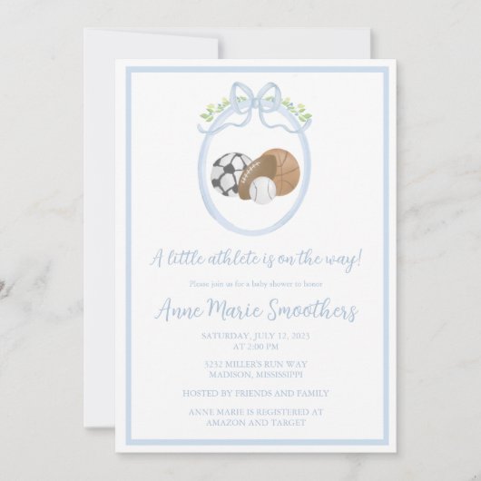 ベビーシャワーウォータースポーツテーマ 招待状 (正面)