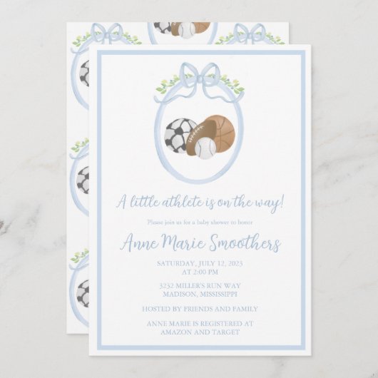 ベビーシャワーウォータースポーツテーマ 招待状 (正面/裏面)