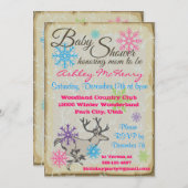 ベビーシャワーウッドランドトナカイ招待状 招待状 (正面/裏面)