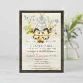 ベビーシャワーウッドランドフォレストテペヘッジホッグウッド 招待状 (スタンド正面)