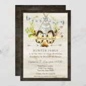 ベビーシャワーウッドランドフォレストテペヘッジホッグウッド 招待状 (正面/裏面)