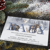 ベビーシャワーウッドランドベア冬の水彩 招待状