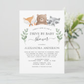 ベビーシャワーウッドランドユーカリの緑でドライブ 招待状 (スタンド正面)