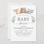 ベビーシャワーウッドランドユーカリ緑 招待状 (正面)
