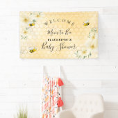 ベビーシャワーエレガント花模様ハニカムママへ 横断幕 (インサイチュ)