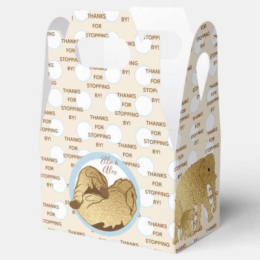 ベビーシャワーエレファントママとベビー フェイバーボックス (オープン)