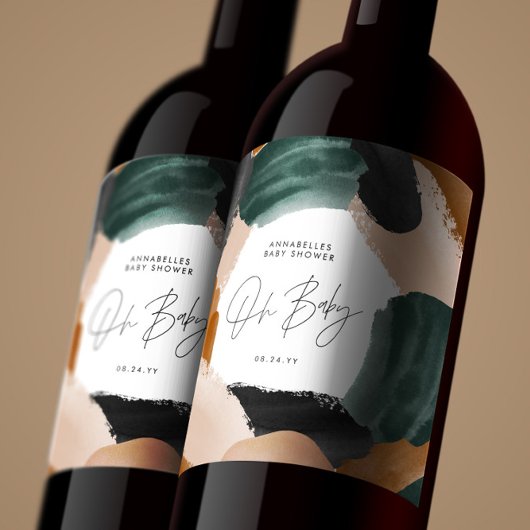 ベビーシャワーオベビーテラコッタ色彩の鮮やか抽象芸術 ワインラベル