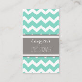 ベビーシャワーオムツラッフルチケットシェブロンティール（緑がかった色） エンクロージャーカード (裏面)