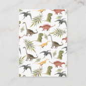 ベビーシャワーオムツラッフルチケット |恐竜 エンクロージャーカード (裏面)
