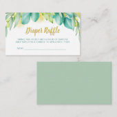 ベビーシャワーオムツラッフルユーカリ葉オリーブリーブ エンクロージャーカード (正面/裏面)