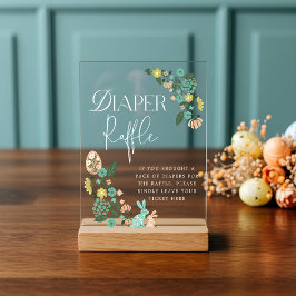 ベビーシャワーオムツラッフル春フローライースター アクリルサイン