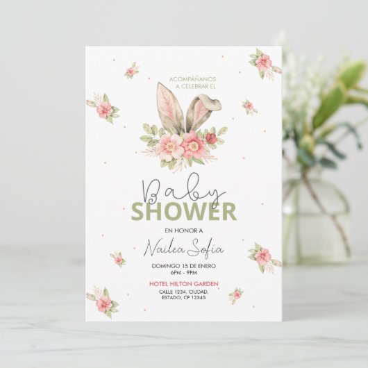 ベビーシャワーオレジャスデコネジョローザイフローレス 招待状 (スタンド正面)