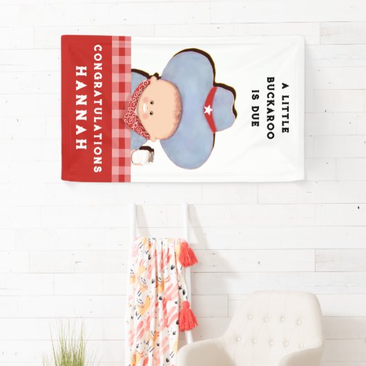 ベビーシャワーカウボーイおめでとう 横断幕 (インサイチュ)