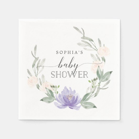 ベビーシャワーカクテルナプキンズパステルパープル スタンダードカクテルナプキン (正面)