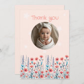 ベビーシャワーカスタムフォトサンキューカード 招待状 (正面/裏面)