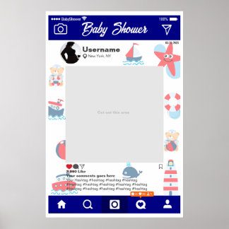 ベビーシャワーカスタム自撮りフレームマリノ ポスター