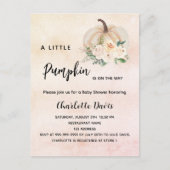 ベビーシャワーカボチャ花クリーム赤面 インビテーションポストカード (正面)
