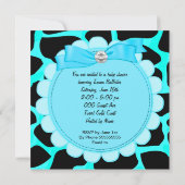 ベビーシャワーカワイイ男の赤ちゃんブルーレオパードPram 招待状 (裏面)