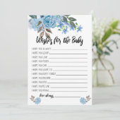 ベビーシャワーカードのための青い花の願い 招待状 (スタンド正面)