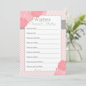 ベビーシャワーカードのための願い。 ピンク 招待状 (スタンド正面)