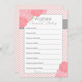 ベビーシャワーカードのための願い。 ピンク 招待状 (正面/裏面)