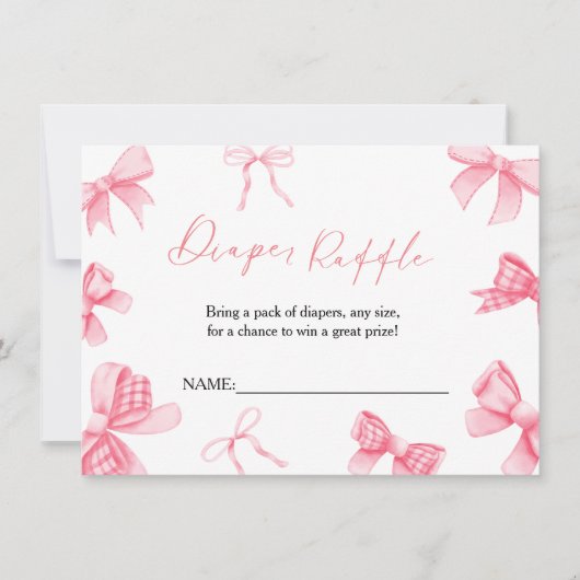 ベビーシャワーカード用Bohoピンクボウダイパーラッフル 招待状 (正面)
