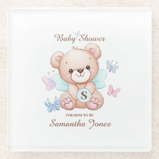 ベビーシャワーガパーソナライズされたラスコースター ガラスコースター (正面)