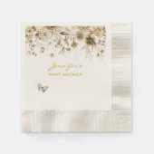 ベビーシャワーガーデンセピア花模様コーニングカクテル 縁ありカクテルナプキン (正面)