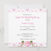 ベビーシャワーガーデンティーレースピンクブロンド 招待状 (裏面)