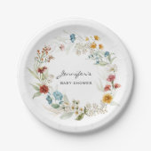 ベビーシャワーガーデン花模様7カラフル-in ペーパープレート (正面)