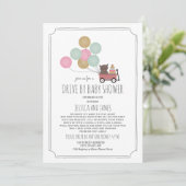 ベビーシャワーガールが運転するワゴンベアバルーン 招待状 (スタンド正面)