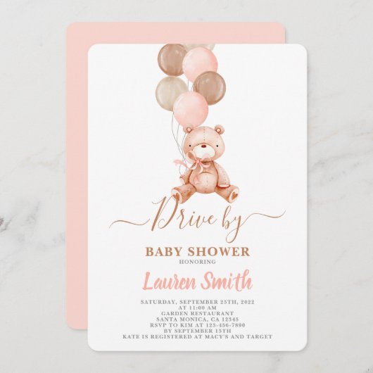 ベビーシャワーガールによるテディベアードライブ 招待状 (正面/裏面)