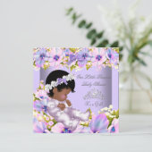 ベビーシャワーガールアフリカンアメリカンパープルプリンセス 招待状 (スタンド正面)