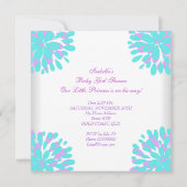 ベビーシャワーガールスウィートベビーティール（緑がかった色）パープルベア 招待状 (裏面)