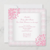 ベビーシャワーガールスウィートベビーピーチピンクホワイトベア 招待状 (裏面)