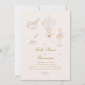 ベビーシャワーガールスタープリンセスフェアリータールバレリーナ 招待状 (正面)