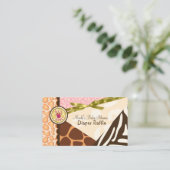 ベビーシャワーガールズピンクサファリプリントおむつラッフル エンクロージャーカード (スタンド正面)